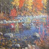 Fall Stream 1 Painting of Maine Landscape by David Rosenthal